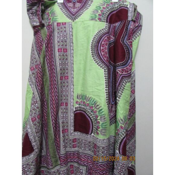 RAINBOW WOMEN'S BOHO WRAP SKIRT MAXI COTTON LIME GREEN PURPLE SIDE POCKETS BEACH - Picture 11 of 11